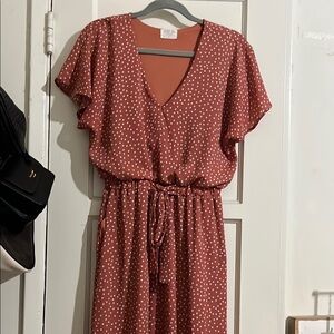 Sienna Sky Pink and White Flutter Sleeve Sundress